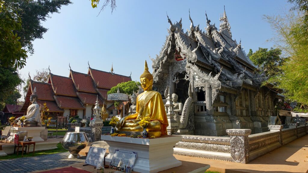 Old Town Chiang Mia With Bhudda Statue in Temple